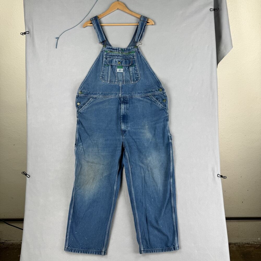 Liberty Bib Overalls Mens 44x26 Blue Denim Workwear Carpenter Painter Distressed